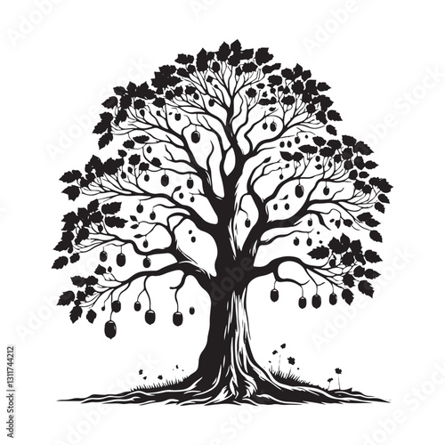 Minimalist Butternut Tree Silhouette - Butternut Tree Design - Butternut Tree Vector - Butternut Tree Illustration.