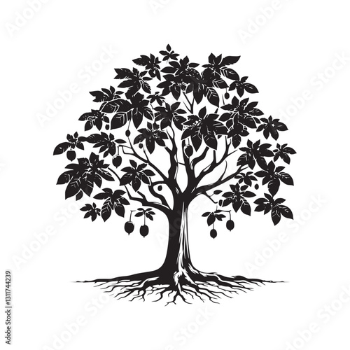 Minimalist Butternut Tree Silhouette - Butternut Tree Design - Butternut Tree Vector - Butternut Tree Illustration.