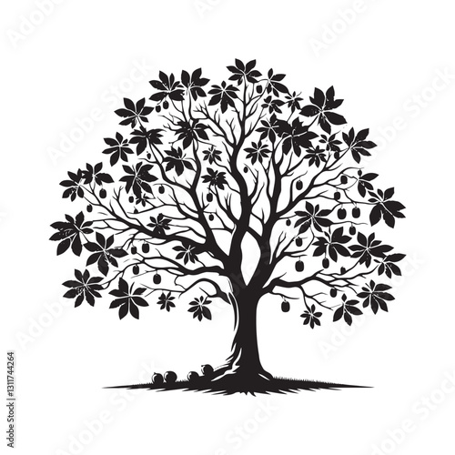 Minimalist Butternut Tree Silhouette - Butternut Tree Design - Butternut Tree Vector - Butternut Tree Illustration.