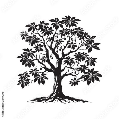 Minimalist Butternut Tree Silhouette - Butternut Tree Design - Butternut Tree Vector - Butternut Tree Illustration.