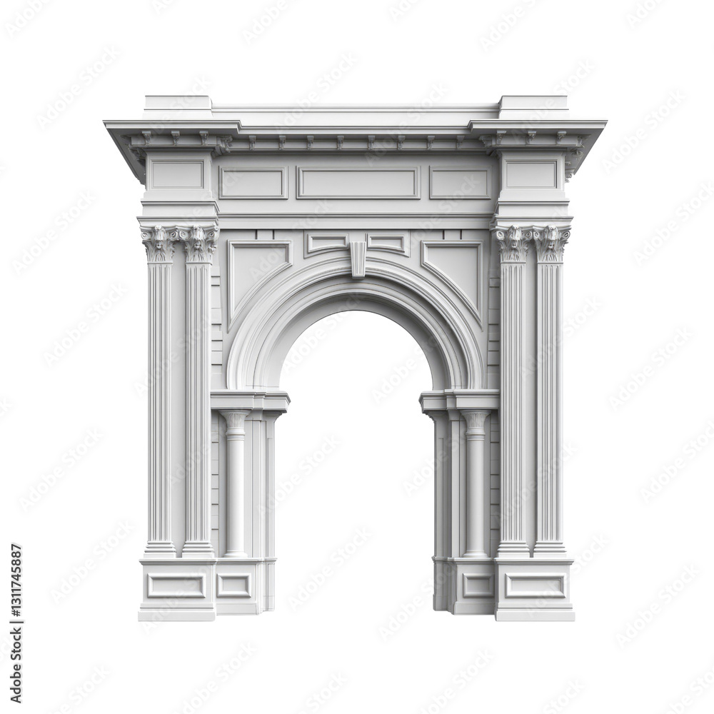 Naklejka premium Elegant White Classical Archway Entrance Architectural Detail