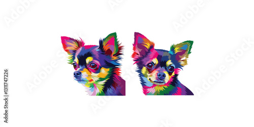 Print Colourful chihuahua dog in pop art style vector isolated on white background