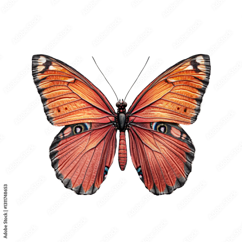 Obraz premium A vibrant orange butterfly displaying intricate wing patterns.