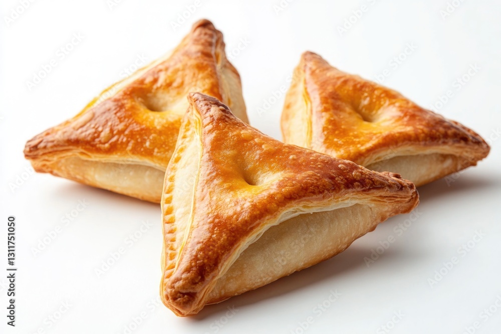 Puff pastry triangles with melted cheese filling. Puff pastry triangles with melted cheese filling.