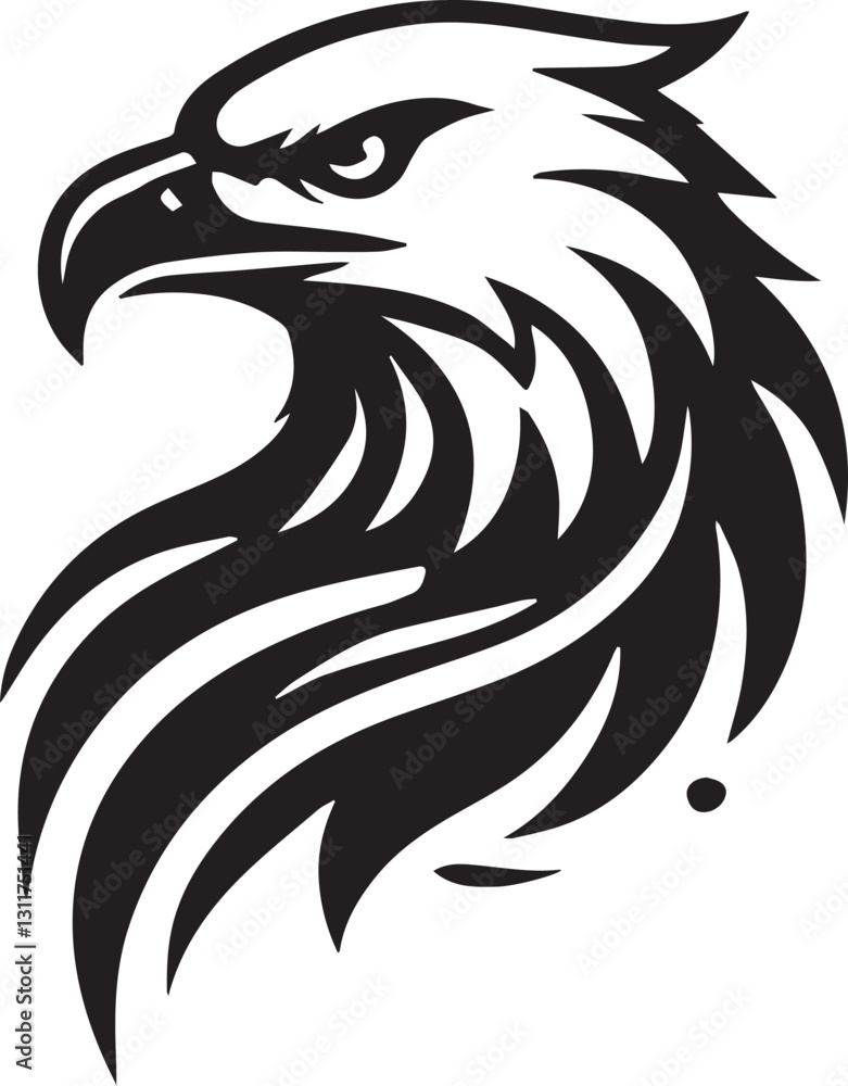 Fototapeta premium black eagle head vector, eagle head silhouette vector, eagle head logo vector, eagle head vector icon, eagle silhouette vector isolated on white background