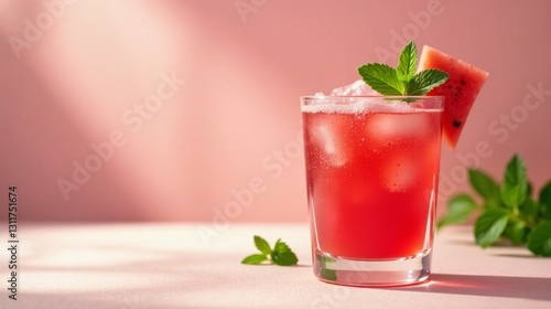 Wallpaper Mural Refreshing Watermelon Mint Drink with Ice Cubes in a Glass Torontodigital.ca