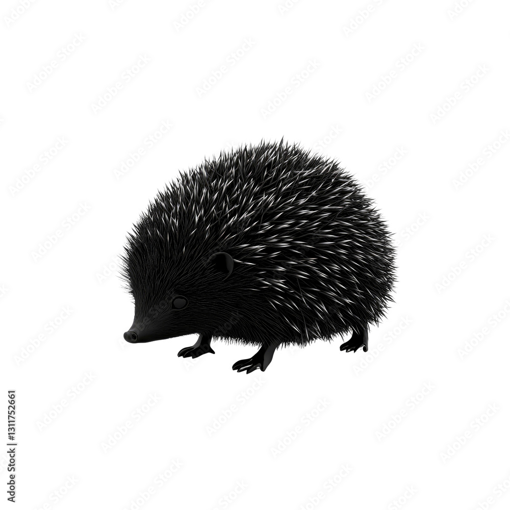 Obraz premium Monochrome Hedgehog A Stylized 3D Render