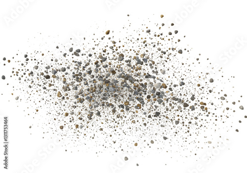 Exploding Pebbles isolated on white or transparent png background