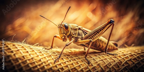 Vintage Close-up Insect on Woven Texture - Detailed Macro Photography