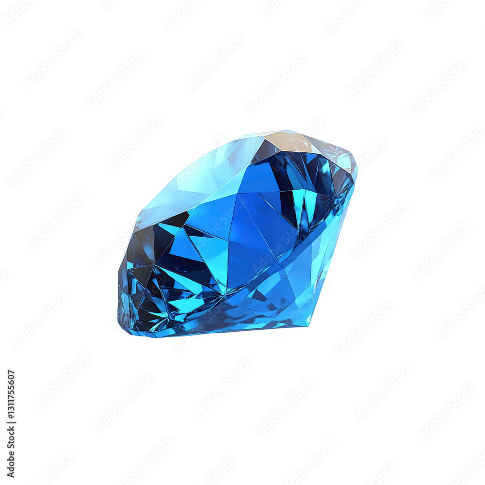 Brilliant Blue Diamond Gemstone, Isolated on White Background Brilliant Blue Diamond Gemstone, Isolated on White Background