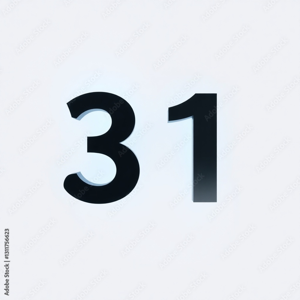 Professional quality high-resolution stock photo of number 31, for commercial applications, with a modern and sleek design, clean lines, and a neutral color background Professional quality high-resolution stock photo of number 31, for commercial applications, with a modern and sleek design, clean lines, and a neutral color background