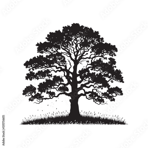 Chinkapin Oak Tree Silhouette - Chinkapin Oak Tree Vector - Minimalist Tree Design - Tree art - Tree Illustration.