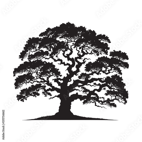 Chinkapin Oak Tree Silhouette - Chinkapin Oak Tree Vector - Minimalist Tree Design - Tree art - Tree Illustration.