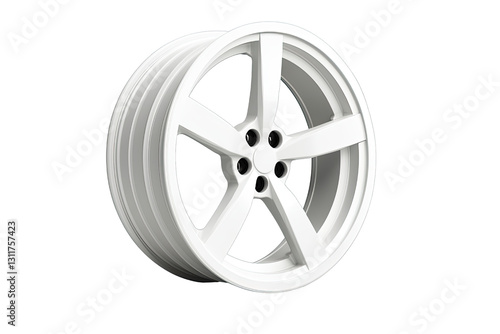 White alloy wheel for vehicles, sleek design and modern aesthetics.