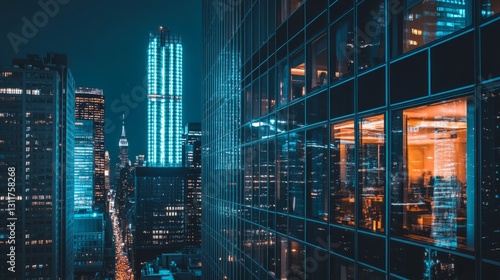 Night view of city architecture