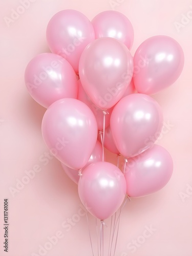 Wallpaper Mural  Shiny Metallic Pink Balloons Floating Against a Gentle Pastel Background for a Soft and Elegant Vibe Torontodigital.ca