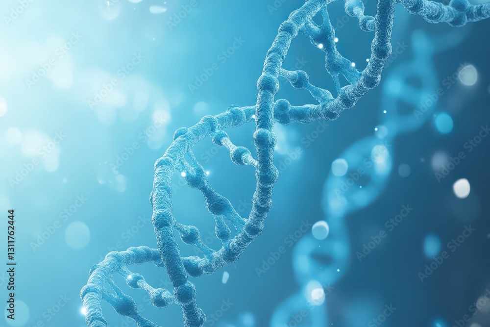A luminous illustration of a double helix DNA strand structure A luminous illustration of a double helix DNA strand structure