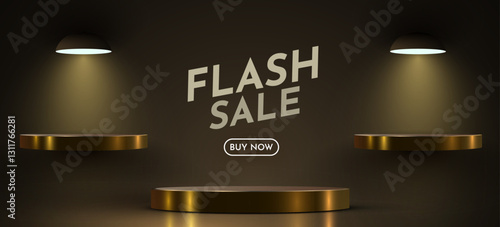 Flash Sale. Colorful discount sale podium. Special offer composition.