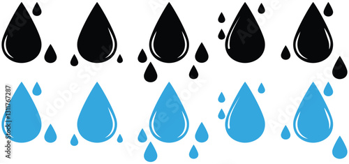 Set of Water drop and oil drop shape icon set,vector drop illustration . 