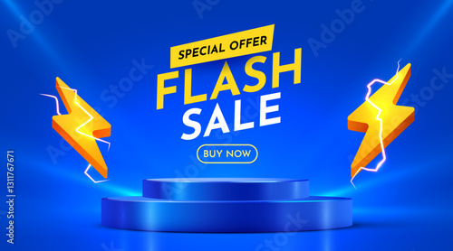 Flash Sale. Colorful discount sale podium. Special offer composition.
