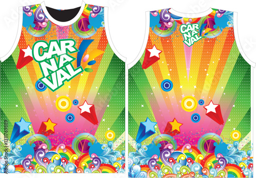 Vibrant Carnival Sports Shirt – Festive Wave Design and Modern Athletic Style

