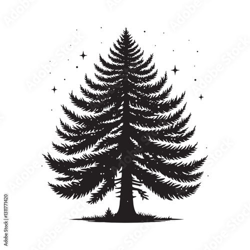 Douglas Tree Silhouette - Minimalist Tree Design - Douglas Tree Vector - Illustration of Douglas Tree.