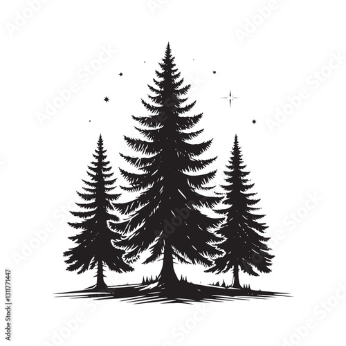 Douglas Tree Silhouette - Minimalist Tree Design - Douglas Tree Vector - Illustration of Douglas Tree.