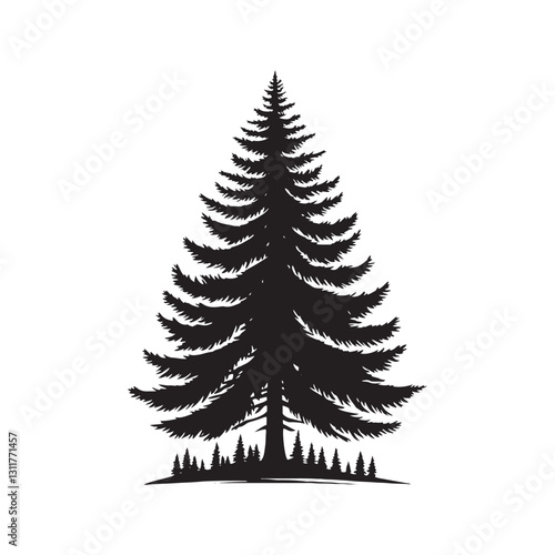 Douglas Tree Silhouette - Minimalist Tree Design - Douglas Tree Vector - Illustration of Douglas Tree.