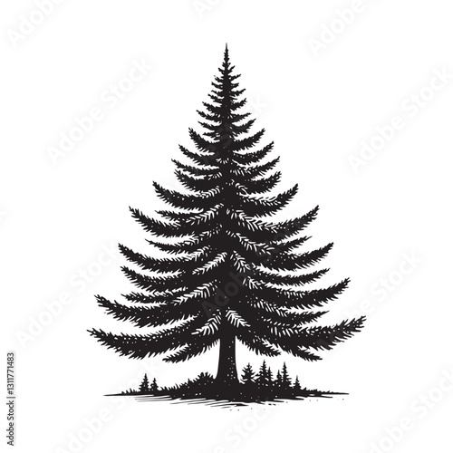 Douglas Tree Silhouette - Minimalist Tree Design - Douglas Tree Vector - Illustration of Douglas Tree.