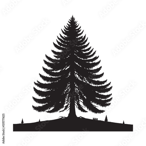 Douglas Tree Silhouette - Minimalist Tree Design - Douglas Tree Vector - Illustration of Douglas Tree.