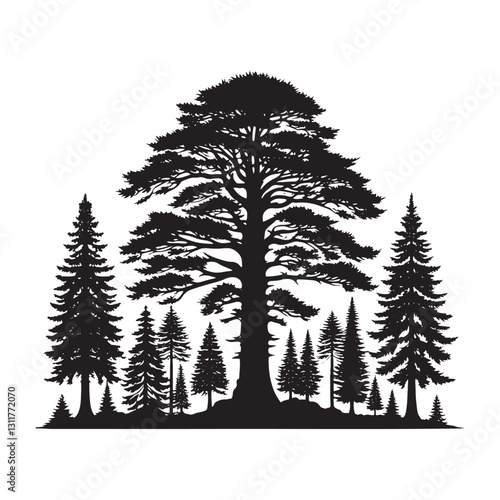 Douglas Tree Silhouette - Minimalist Tree Design - Douglas Tree Vector - Illustration of Douglas Tree.