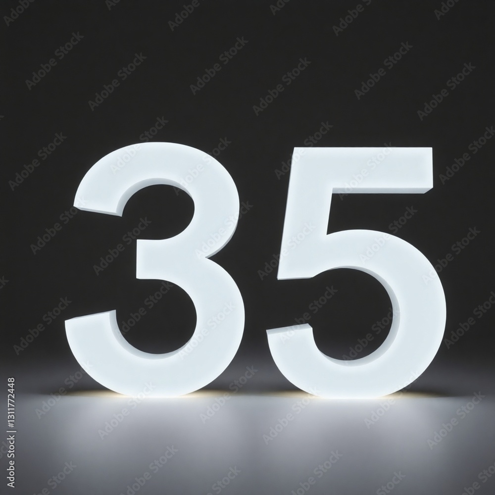 A high-resolution stock photo showcasing the number 35, professionally lit and composed for commercial applications. The number's design is modern and crisp, ensuring high visual quality A high-resolution stock photo showcasing the number 35, professionally lit and composed for commercial applications. The number's design is modern and crisp, ensuring high visual quality