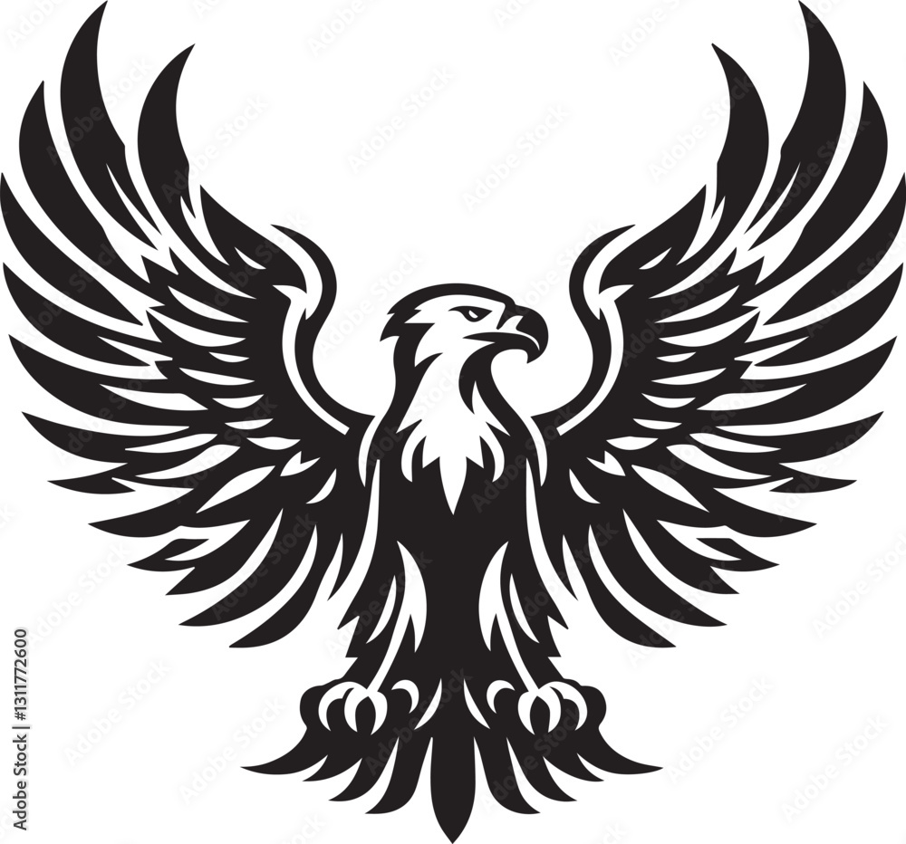 Obraz premium black eagle tattoo vector, eagle silhouette vector, eagle logo vector, eagle vector icon, eagle silhouette vector isolated on white background