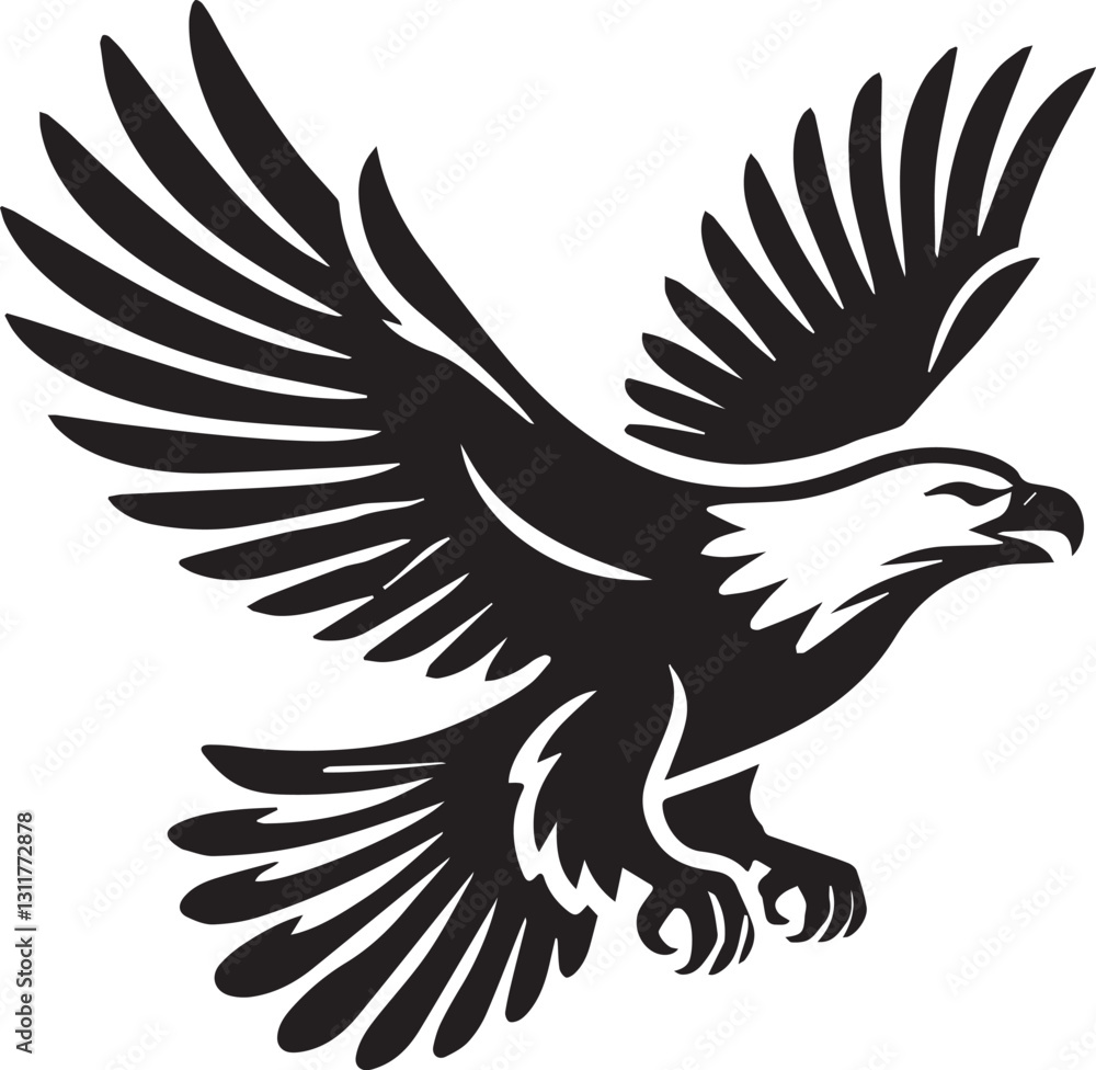 Obraz premium black eagle tattoo vector, eagle silhouette vector, eagle logo vector, eagle vector icon, eagle silhouette vector isolated on white background