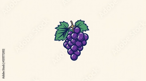 Cartoon grape bunch, simple illustration, food, healthy eating photo