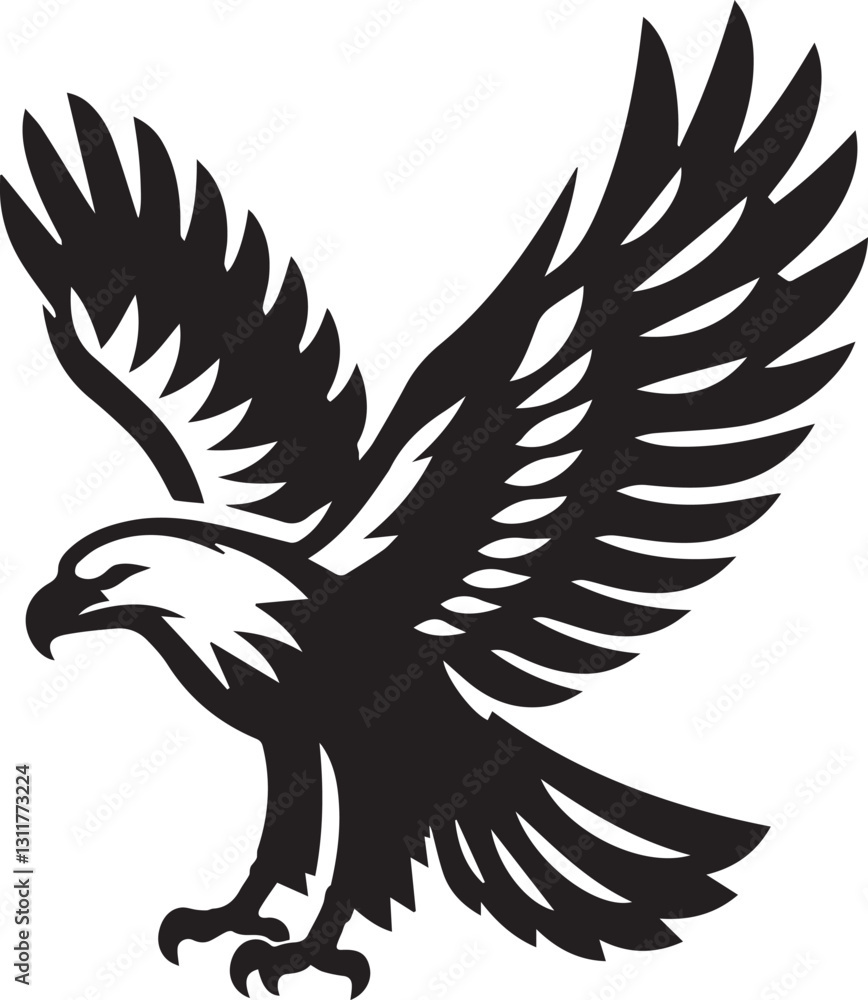 Fototapeta premium black eagle tattoo vector, eagle silhouette vector, eagle logo vector, eagle vector icon, eagle silhouette vector isolated on white background
