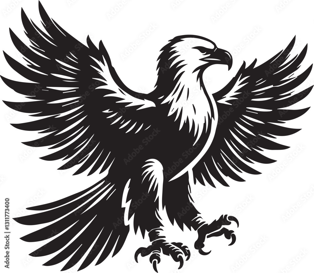 Fototapeta premium black eagle tattoo vector, eagle silhouette vector, eagle logo vector, eagle vector icon, eagle silhouette vector isolated on white background