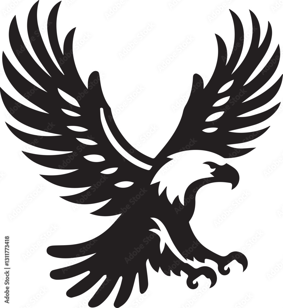 Obraz premium black eagle tattoo vector, eagle silhouette vector, eagle logo vector, eagle vector icon, eagle silhouette vector isolated on white background