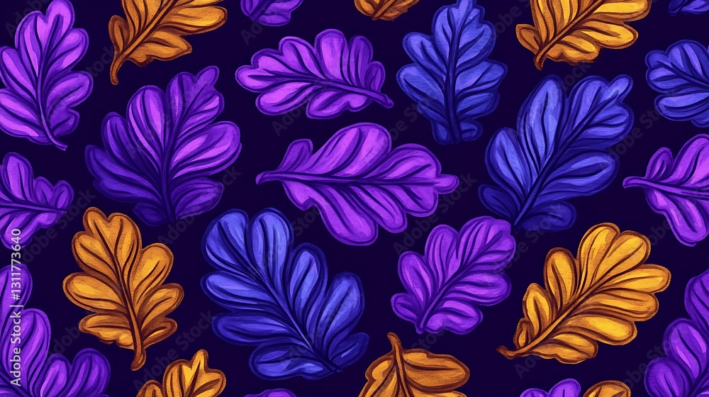 Colorful autumn leaves pattern on dark background, wallpaper Colorful autumn leaves pattern on dark background, wallpaper