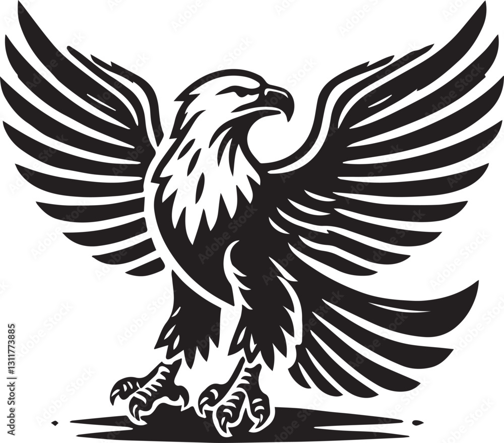 Fototapeta premium black eagle tattoo vector, eagle silhouette vector, eagle logo vector, eagle vector icon, eagle silhouette vector isolated on white background