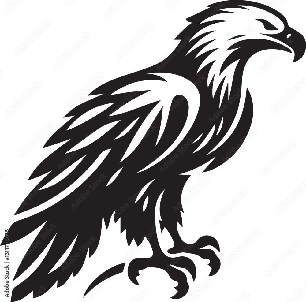 Obraz premium black eagle tattoo vector, eagle silhouette vector, eagle logo vector, eagle vector icon, eagle silhouette vector isolated on white background
