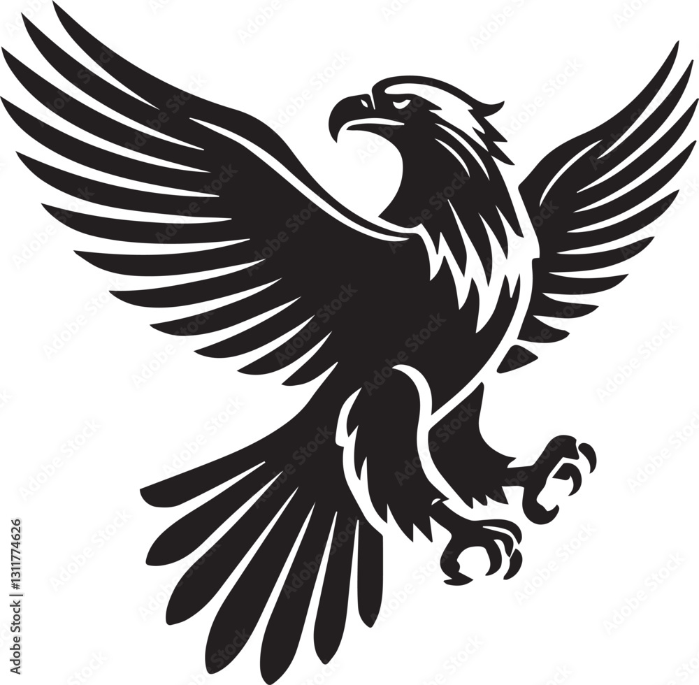 Obraz premium black eagle tattoo vector, eagle silhouette vector, eagle logo vector, eagle vector icon, eagle silhouette vector isolated on white background