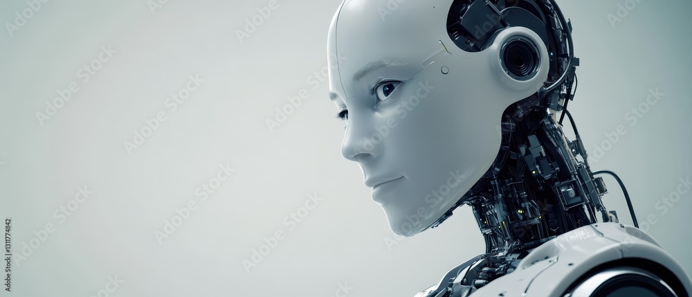 Futuristic Robot Profile with Metallic Features and Sleek Design Futuristic Robot Profile with Metallic Features and Sleek Design