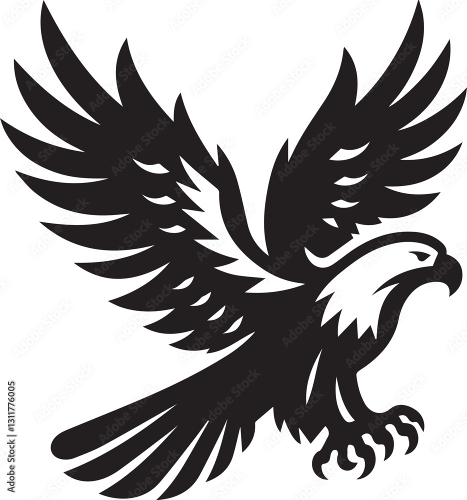Obraz premium black eagle tattoo vector, eagle silhouette vector, eagle logo vector, eagle vector icon, eagle silhouette vector isolated on white background