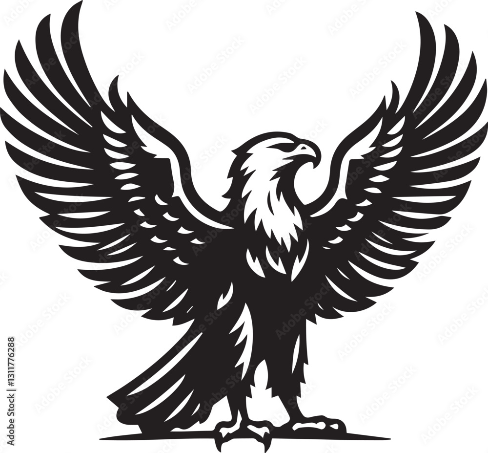 Obraz premium black eagle tattoo vector, eagle silhouette vector, eagle logo vector, eagle vector icon, eagle silhouette vector isolated on white background