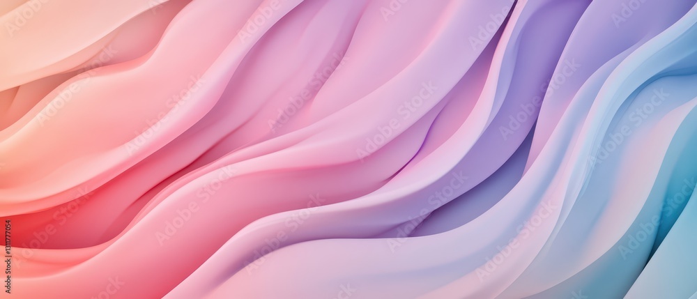 Obraz premium Soft pastel waves with geometric symmetry, forming a modern and fluid abstract background