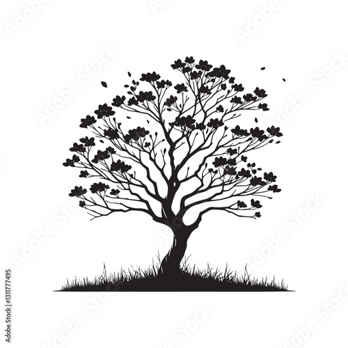 Eastern redbud Tree Silhouette - Minimalist Tree Design - Eastern Redbud Tree Vector - Tree Design - Tree Illustration.