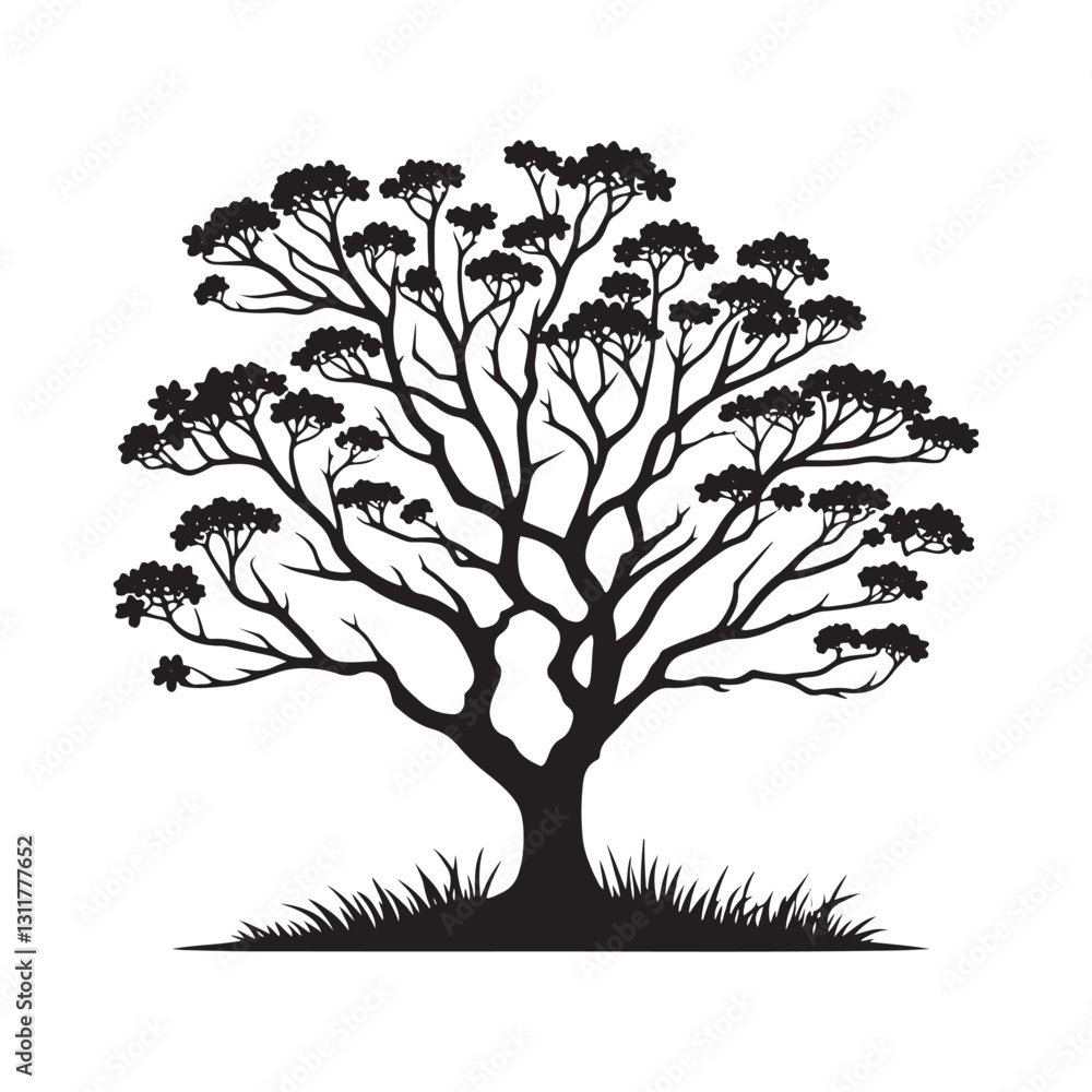 Fototapeta premium Eastern redbud Tree Silhouette - Minimalist Tree Design - Eastern Redbud Tree Vector - Tree Design - Tree Illustration.