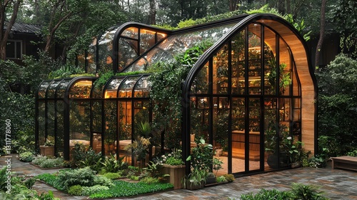 Greenhouse Retreat in Lush Garden