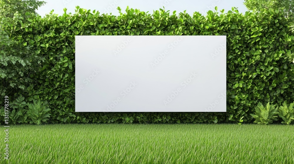 Blank Signage Mockup: Lush Greenery Backdrop Blank Signage Mockup: Lush Greenery Backdrop
